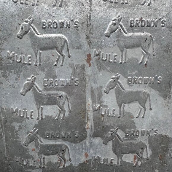 1920s Browns Mule Chewing Tobacco Tin Stamp Press Plate Advertising Rustic Decor - Picture 4 of 8